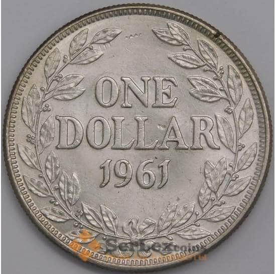 Либерия монета 1 доллар 1961 КМ18 aUNC арт. 42715
