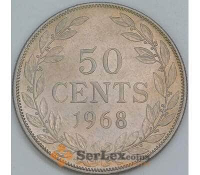 Либерия 50 центов 1968 КМ17а.2 XF ржавчина арт. 56429