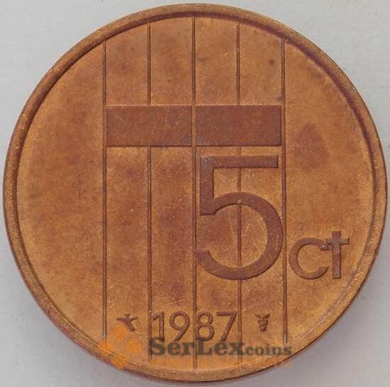 Нидерланды 5 центов 1987 КМ202 XF+ (J05.19) арт. 17028