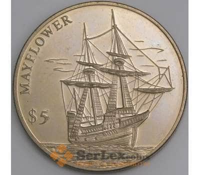 Либерия монета 5 долларов 2000 КМ695 BU Мейфлауэр арт. 45704
