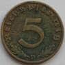 Германия 5 пфеннигов (рейхспфеннигов) 1937 D КМ91 VF (J05.19) арт. 15022