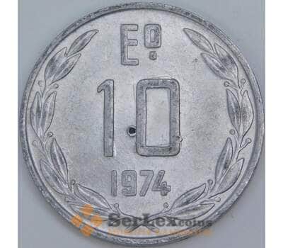 Чили 10 эскудо 1974 КМ200 AU механика арт. 57755