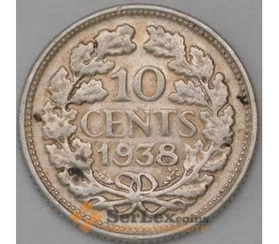 Монета Нидерланды 10 центов 1938 КМ163 VF арт. 28202