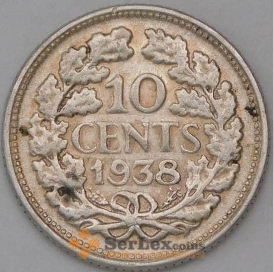 Нидерланды 10 центов 1938 КМ163 VF арт. 28202