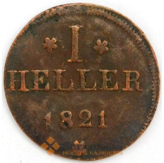 Германия - Франкфурт 1 геллер 1821 КМ301 VF арт. 39949