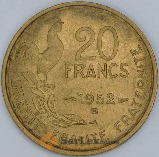 Франция 20 франков 1952 B КМ917 AU-aUNC арт. 56963 Франция 20 франков 1952 B КМ917 AU-aUNC арт. 56963