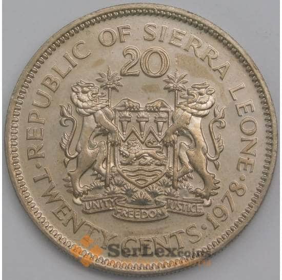 Сьерра-Леоне монета 20 центов 1978 КМ30 aUNC арт. 43042