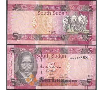Банкнота Судан Южный 5 фунтов 2015 Р11 UNC арт. 7425