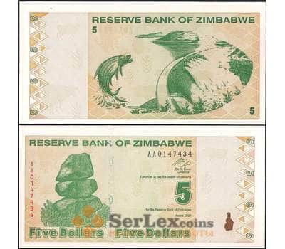 Банкнота Зимбабве 5 долларов 2009 Р93 UNC арт. 7427