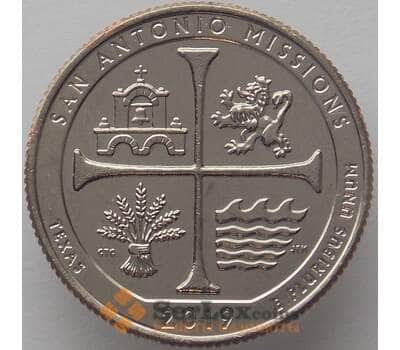 Монета США 25 центов 2019 UNC 49 парк Миссии Сан-Антонио UNC D арт. 17542