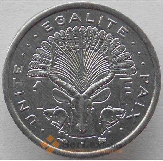 Джибути 1 франк 1999 КМ20 UNC (J05.19) арт. 15320