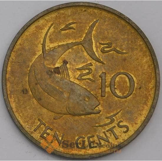 Сейшельские острова монета 10 центов 1982 КМ48 AU арт. 42189