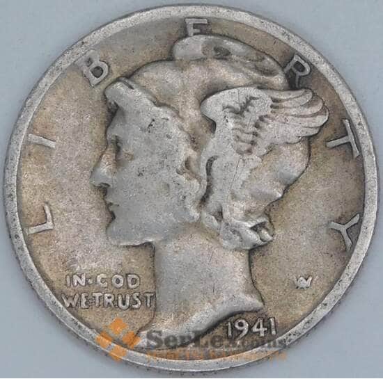 США дайм 10 центов 1941 КМ140 VF арт. 56847