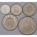 Монета Венесуэла набор монет 25, 50 сентимо, 1, 2, 5 боливар 1989-1990 UNC арт. 37241
