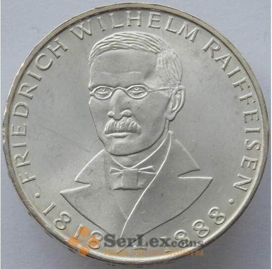 Германия 5 марок 1968 J КМ121 UNC Фридрих Райффайзен Серебро (J05.19) арт. 15954