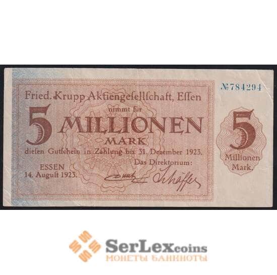 Германия Эссен 5000000 марок 1923 XF арт. 47139