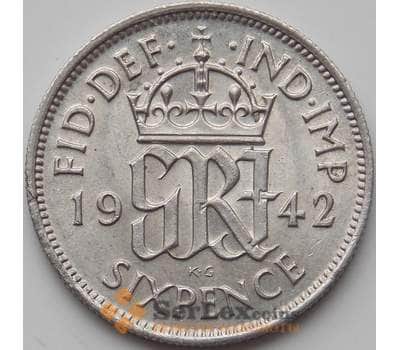 Монета Великобритания 6 пенсов 1942 КМ852 aUNC арт. 12085
