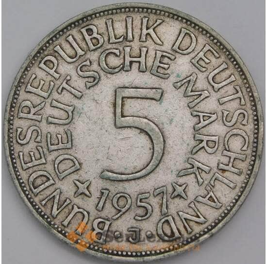 Германия монета 5 марок 1957 J КМ112 VF арт. 12014