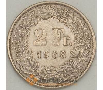 Монета Швейцария 2 франка 1968 КМ21а XF (J05.19) арт. 17822
