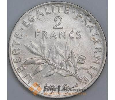 Франция 2 франка 1919 КМ845 AU-aUNC арт. 57299