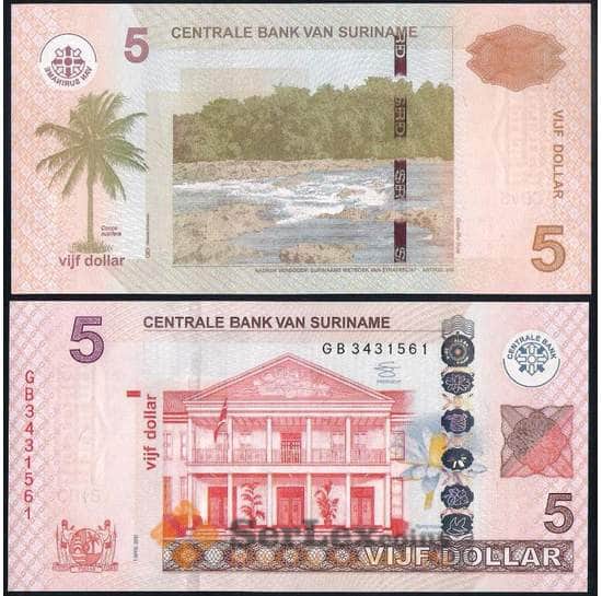 Суринам 5 долларов 2012 Р162 UNC арт. 31287