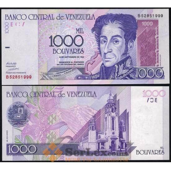 Венесуэла 1000 Боливар 1998 UNC №79 арт. В00423