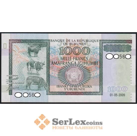 Бурунди 1000 франков 2009 Р46 UNC  арт. В00431