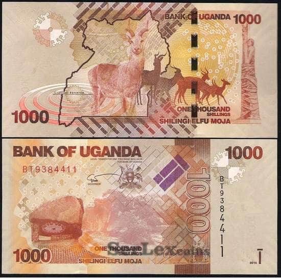 Уганда 1000 Шиллингов 2010-2017 Р49 UNC арт. В00440