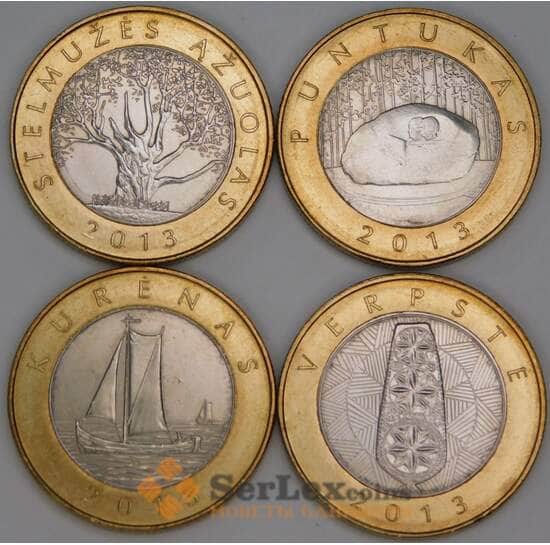 Литва 4шт х 2 Лита 2013 UNC Памятники Природы  арт. С01962