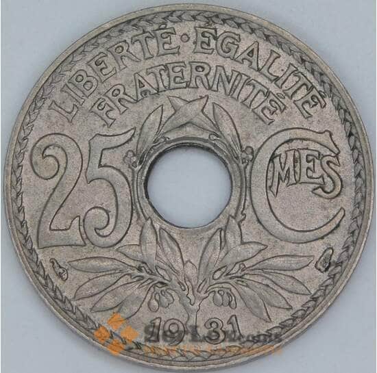 Франция 25 сантимов 1931 КМ867а AU арт. 56924