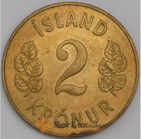 Исландия монета 2 кроны 1963 КМ12а.1 aUNC арт. 42251