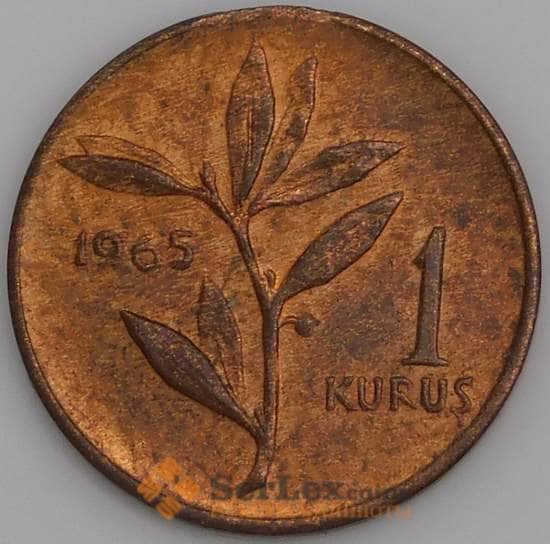 Турция монета 1 куруш 1965 КМ895а UNC арт. 15245