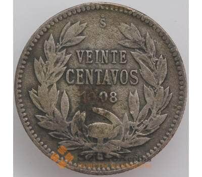 Монета Чили 20 сентаво 1908 КМ151.3 F арт. 39957