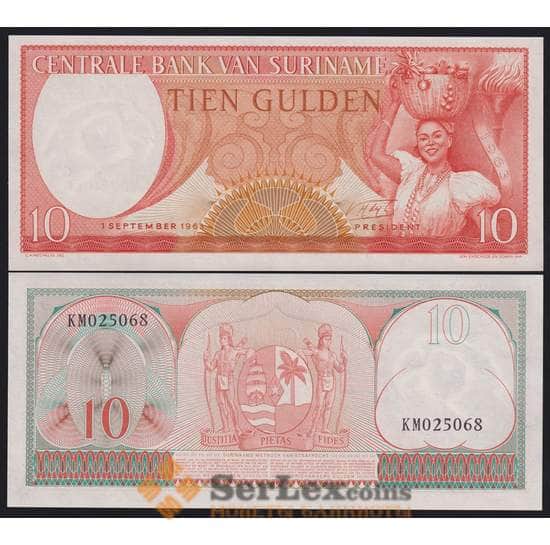 Суринам 10 гульденов 1963 Р121 UNC арт. 40926