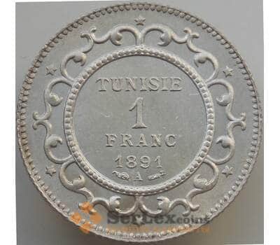 Монета Тунис 1 франк 1891 КМ224 UNC арт. 14138