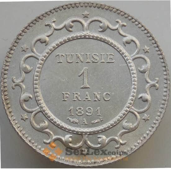 Тунис 1 франк 1891 КМ224 UNC арт. 14138