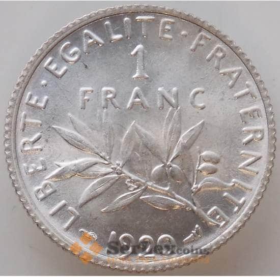 Франция 1 франк 1920 КМ844 UNC арт. 12876