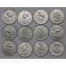 Монета Сомали Набор 10 шиллингов (12 шт) 2000 UNC Лунный календарь арт. 31104