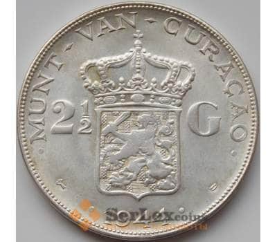 Монета Кюрасао 2 1/2 гульдена 1944 КМ46 AU арт. 8259