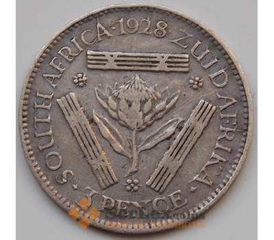 Монета Южная Африка ЮАР 3 пенса 1928 КМ35.1 VF арт. 8298