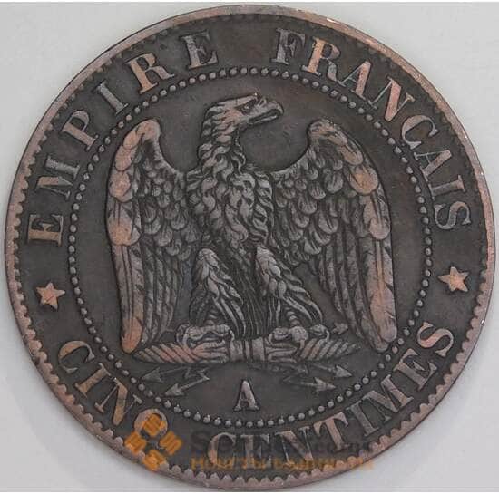 Франция 5 сантимов 1856 А КМ777 XF арт. 55053