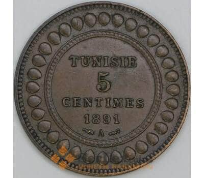 Тунис 5 сантимов 1891 КМ221 XF арт. 55220