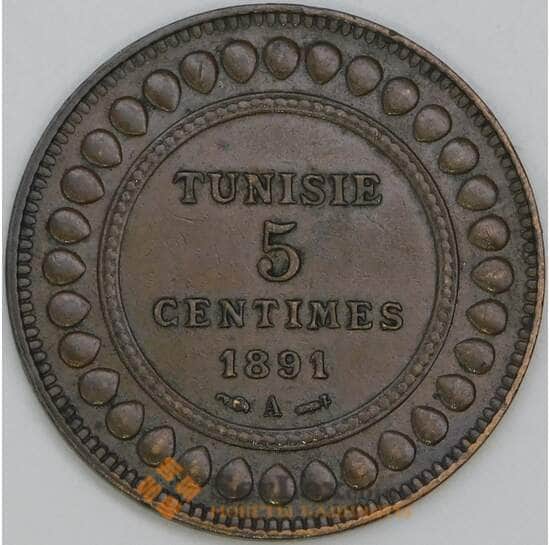 Тунис 5 сантимов 1891 КМ221 XF арт. 55220