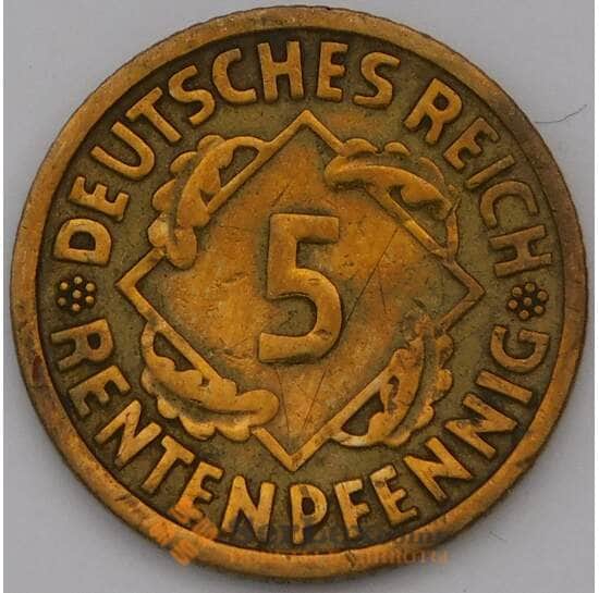 Германия 5 пфеннигов 1924 А КМ39 F арт. 37143