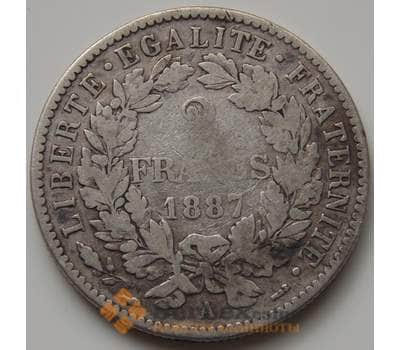 Монета Франция 2 франка 1887 КМ817.1 F арт. 7167
