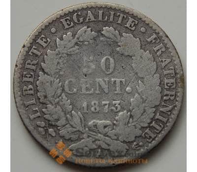 Монета Франция 50 сентим 1873 КМ834.1 F арт. 7213