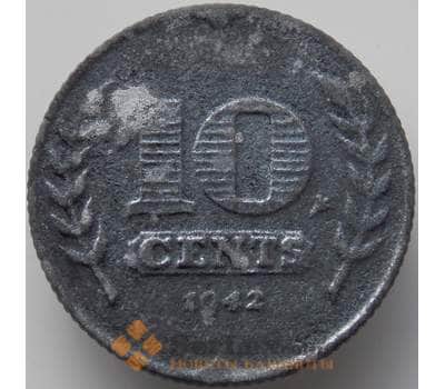 Монета Нидерланды 10 центов 1942 КМ173 F арт. 11410