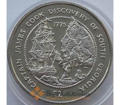 Монета Южная Джорджия и Южные Сэндвичевы острова 2 фунта 2015 BU Путешествие Кука арт. 13659