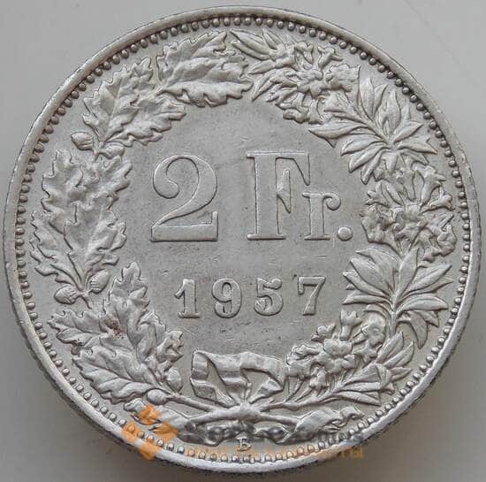 Швейцария 2 франка 1957 КМ21 aUNC арт. 14116