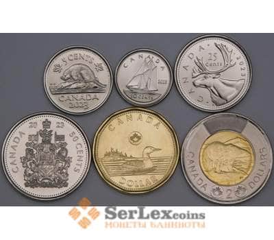 Канада набор монет 5 10 25 50 центов 1 и 2 доллара 2023 (6 шт.) UNC арт. 43852